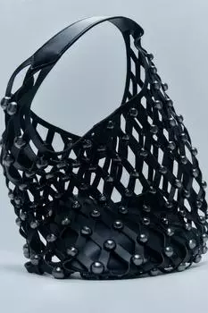 Сумка-ведро с клепками ZARA, черный