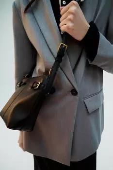 Сумка-ведро с пряжками ZARA, черный