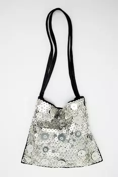 Сумка Zara Bucket With Beading, серебряный