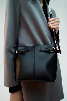 Сумка Zara Bucket With Buckles, черный