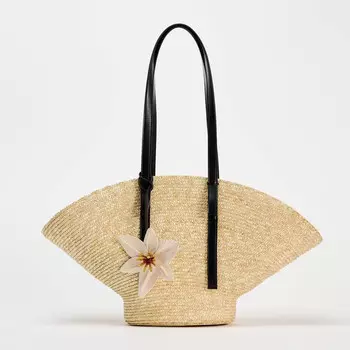 Сумка Zara Flower Tote Shoulder, светло-коричневый