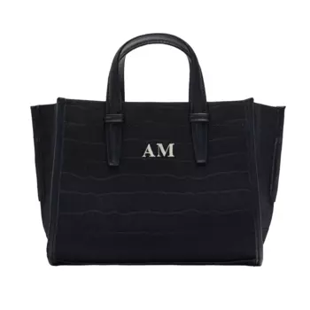 Сумка Zara Mock Croc Mini Tote, черный