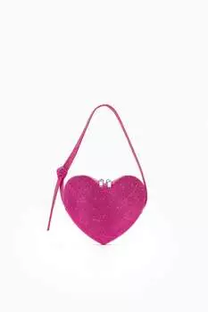 Сумка Zara Shiny Heart Shoulder, фуксия