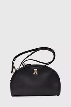 Сумочка Tommy Hilfiger полукруглая с монограммой, черный