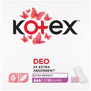 Супер ежедневные прокладки, 52 шт./1 упаковка. Kotex Deo