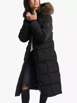 Superdry Original & Vintage Everest Длинная парка из искусственного меха, черный