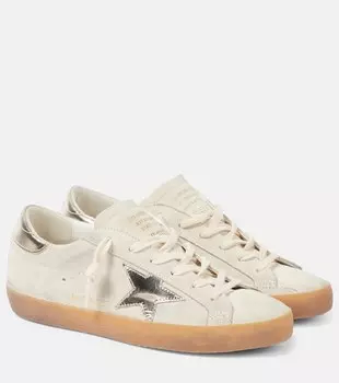 Суперзвездные замшевые кроссовки Golden Goose, Beige/Platino