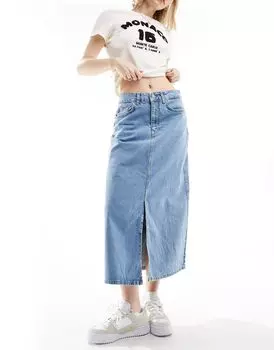 Светлая джинсовая юбка макси Selected Femme