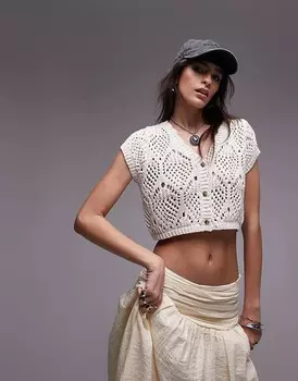 Светло-бежевая майка крючком Topshop