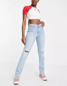 Светло-голубые прямые джинсы Levi's 724 с высокой талией