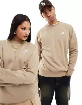 Светло-коричневая толстовка унисекс с круглым вырезом Nike Club