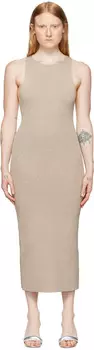 Светло-коричневое платье-миди с лентой Helmut Lang