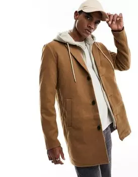 Светло-коричневое трикотажное пальто Jack & Jones