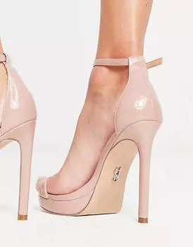 Светло-коричневые лакированные босоножки на каблуке Steve Madden Milano