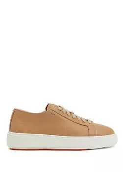 Светло-коричневые женские кожаные кроссовки с логотипом Santoni