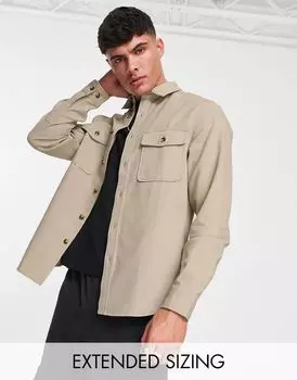 Светло-серая хлопковая куртка-рубашка ASOS
