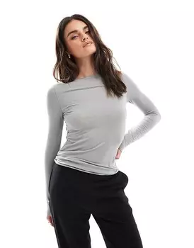 Светло-серый трикотажный топ Vero Moda Second Skin