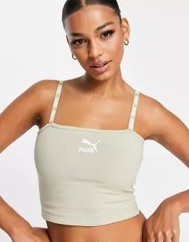 Светло-зеленый бюстгальтер без косточек с маленьким логотипом Puma Essentials