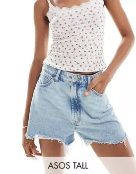 Светлые синие расклешенные джинсовые шорты ASOS