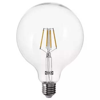 Светодиодная лампочка Ikea Lunnom, E27 470 лм, 125 мм, прозрачное стекло