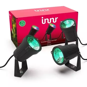 Светодиодные прожекторы Innr Outdoor, садовые прожекторы, работает с Philips Hue*, Alexa, Hey Google, полный комплект, умный, наружный свет, RGB, 3 шт. OSL 132 C