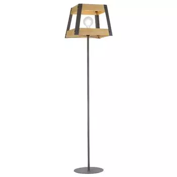 Светодиодный торшер, черное железо, натуральное дерево, H 120 см etc-shop, черный