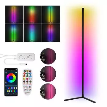 Светодиодный торшер Jiubiaz, 7 Вт, световая колонна, красочный торшер RGB с регулируемой яркостью, угловой светильник, цветной, черный