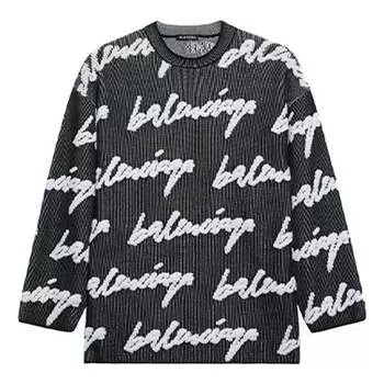Свитер 3d scribble crewneck cotton knit 'black' Balenciaga, черный