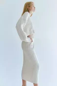 Свитер эластичной вязки H&M, белый