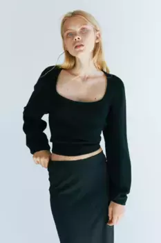 Свитер эластичной вязки H&M, черный