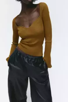 Свитер эластичной вязки H&M, желтый