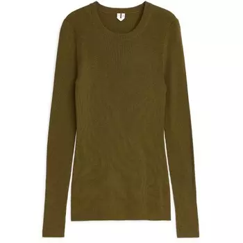 Свитер Arket Ribbed Merino Wool, хаки