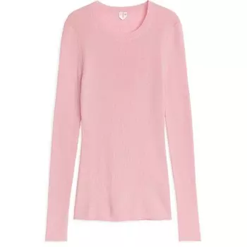 Свитер Arket Ribbed Merino Wool, розовый