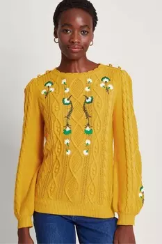 Свитер этта с вышивкой Monsoon, желтый