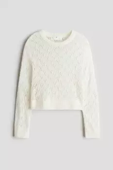 Свитер ажурной вязки H&M, белый
