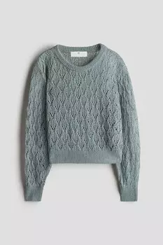 Свитер ажурной вязки H&M, бирюзовый
