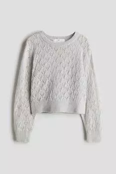 Свитер ажурной вязки H&M, серый