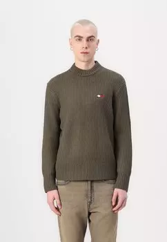 Свитер BADGE TEXTURED C NECK Tommy Jeans, темно-зеленый