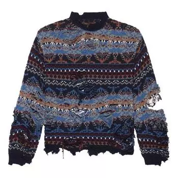 Свитер Balenciaga Destroyed Fair Isle Wool-Blend Jumper 'Blue', синий