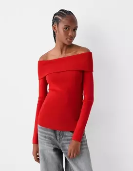 Свитер бардо Bershka, красный