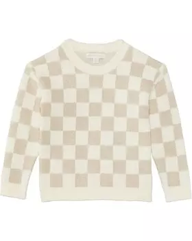 Свитер Barefoot Dreams Kids CozyChic Youth Cotton Checkered Pullover, цвет Oatmeal/Cream