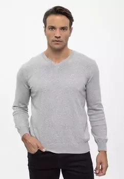 Свитер Basic V Neck Arm Patch Detail Felix Hardy, цвет grey
