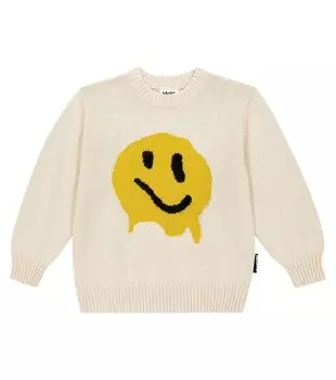 Свитер Bello интарсия из хлопка и шерсти Molo, бежевый