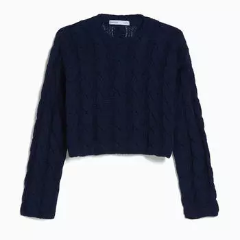 Свитер Bershka Crew Neck Braided, синий