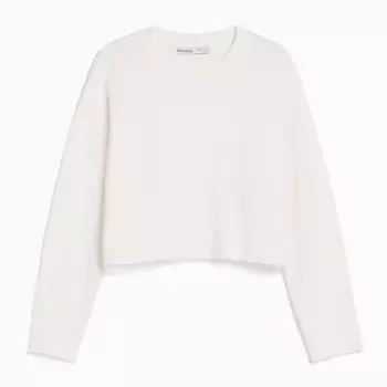 Свитер Bershka Round Neck Knit, белый