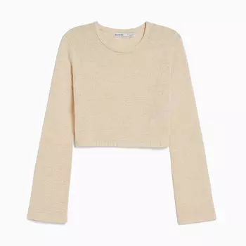 Свитер Bershka Round Neck Rustic, кремовый