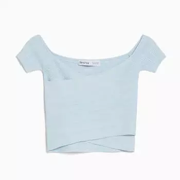 Свитер Bershka Short Sleeve, голубой