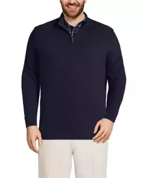 Свитер Big & Tall Bedford Rib с застежкой на четверть Lands' End, синий