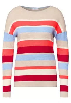 Свитер CECIL, цвет Beige/Blood red/Dark red