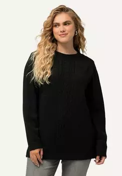 Свитер Col Montant Et Manches Longues Motif Torsad Ulla Popken, цвет noir